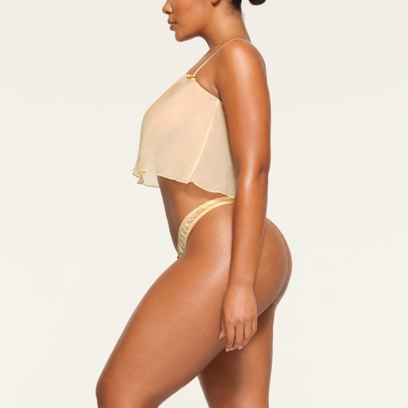 NWT SKIMS ROMANCE SUPER CROPPED SILK CAMI IN BUTTER - Picture 3 of 8